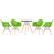 KIT - Mesa Eames 70 cm + 4 cadeiras Eiffel DAW com braços Mesa preto com cadeiras verde claro
