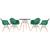 KIT - Mesa Eames 70 cm + 4 cadeiras Eiffel DAW com braços Mesa preto com cadeiras verde escuro