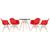 KIT - Mesa Eames 70 cm + 4 cadeiras Eiffel DAW com braços Mesa preto com cadeiras vermelho