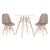KIT - Mesa Eames Eiffel 70 cm + 2 cadeiras estofadas Botonê Mesa branco com cadeiras nude