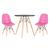 KIT - Mesa Eames Eiffel 70 cm + 2 cadeiras estofadas Botonê Mesa preto com cadeiras rosa pink