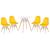 KIT - Mesa Eames Eiffel 70 cm + 4 cadeiras estofadas Botonê Mesa branco com cadeiras amarelo