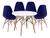 Kit mesa eames redonda branca 90cm + 4 cadeiras eames AZUL BIC