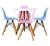 Kit Mesa Infantil Branca 50cm Redonda e 4 Cadeira Eiffel Infantil Rosa bb + Azul-Claro
