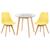 KIT - Mesa redonda com tampo de vidro 70 cm + 2 cadeiras Leda Amarelo
