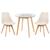 KIT - Mesa redonda com tampo de vidro 70 cm + 2 cadeiras Leda Creme