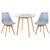 KIT - Mesa redonda com tampo de vidro 70 cm + 2 cadeiras Leda Cinza-claro
