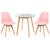 KIT - Mesa redonda com tampo de vidro 70 cm + 2 cadeiras Leda Rosa-claro