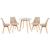KIT - Mesa redonda com tampo de vidro 70 cm + 4 cadeiras Leda Nude