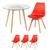 KIT - Mesa redonda com tampo de vidro 80 cm + 3 cadeiras Leda Vermelho