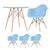 KIT - Mesa redonda de vidro Eames 80 cm + 3 cadeiras Eiffel DAW Azul, Claro