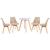 KIT - Mesa redonda Leda 70 cm + 4 cadeiras estofadas Leda Mesa branco com cadeiras nude