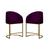 Kit Mia 02 Poltronas Banqueta Tecido Veludo Base Metal Dourada - Estopar Veludo Roxo