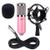 Kit Microfone Condensador Bm800 + Pedestal Articulado Rosa