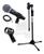 Kit Microfone Profissional 58A + Pedestal C/Cachimbo + Cabo XLR/P10 Preto