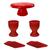 Kit Mini Table 1 Boleira Cake +  2 Vaso Romano + 2 Bandeja Vermelho Cereja