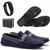 Kit Mocassim Drive Masculino De Camurça Relogio Carteira e Chinelo Azul