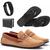 Kit Mocassim Drive Masculino De Camurça Relogio Carteira e Chinelo Camel