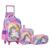 Kit Mochila de Rodinha Lancheira e Estojo Unicórnio Yepp MIF5339 Rosa Claro