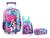 Kit Mochila De Rodinhas Lancheira E Estojo Sereia Sr3150kt Clio Rosa