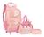 Kit Mochila Escolar Barbie Holográfica Trolley Rodinhas G rosa
