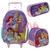 Kit Mochila escolar Com Rodas Lancheira e estojo Princesas Disney Lilas