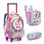 Kit Mochila Escolar Com Rodinhas Infantil Unicórnio 1430 Fofa Rosa