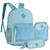 Kit Mochila Escolar Feminina Infantil de Costas com Estojo e Bolsa Transversal Azul