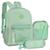 Kit Mochila Escolar Feminina Infantil de Costas com Estojo e Bolsa Transversal Verde