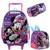 Kit Mochila Escolar Infantil Com Rodinha Lancheira e estojo Minnie mouse Disney lilas