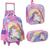 Kit Mochila Escolar Rodinha Lancheira Unicornio Rosa Meninas Rosa Bebê