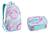 Kit Mochila Estojo Feminina Juvenil Escolar Tie Dye Grande Azul