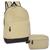 Kit Mochila Estojo Necessaire Executiva Lona Masculina Volk Resistente Bege