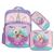 Kit Mochila Infantil Bolsa Escolar + Lancheira Térmica Estojo Colorido Desenho Alto Relevo UNICÓRNIO ROXO