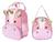 Kit Mochila Infantil Cachorro Azul P + G Bebê Escolar Unicórnio Rosa