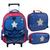 Kit mochila infantil de rodinha lancheira e estojo super star yins ys42168 Azul