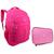 Kit  Mochila Infantil e Estojo Box Feminino Impermeável Nylon Resistente Kit Escolar Grande Chiclete/Rosa-Bebê