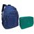 Kit  Mochila Infantil e Estojo Box Feminino Impermeável Nylon Resistente Kit Escolar Grande Marinho/Verde-água