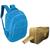 Kit  Mochila Infantil e Estojo Box Feminino Impermeável Nylon Resistente Kit Escolar Grande Azul/Dourado alça lateral