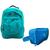 Kit  Mochila Infantil e Estojo Box Feminino Impermeável Nylon Resistente Kit Escolar Grande Verde-água Sport/Azul alça lateral