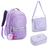 Kit Mochila Lancheira Estojo Juvenil Chaveiro Unicornio Denlex Roxo