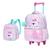 Kit Mochila Lancheira Lilica Ripilica Rodinha Bublles Origin Rosa