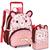 Kit Mochila Pets Infantil Feminina Carrinho Animais Lancheira Rodinhas Oncinha