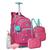 Kit Mochila Rodinha Soft Estojo Lancheira Squeeze e Marmita Hermética Oficial Rebecca Bonbon Meninas Rosa