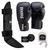 Kit Muay Thai Boxe Luva, Bandagem, Bucal E Caneleira Fheras Preto