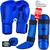 Kit Muay Thai Luva Bandagem Caneleira Bucal Fheras Azul