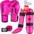 Kit Muay Thai Luva Bandagem Caneleira Bucal Fheras Rosa