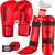 Kit Muay Thai Luva Bandagem Caneleira Bucal Fheras Vermelho