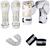 Kit Muaythai Kickboxing Luva Bandagem Bucal Caneleira Egito Branco