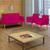 Kit Namoradeira + 2 Poltronas Decorativas Para Sala Nina Suede Cores Pé Castanho  Pink